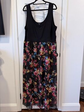 torrid Black Maxi Dress with Pink & Yellow Floral Skirt